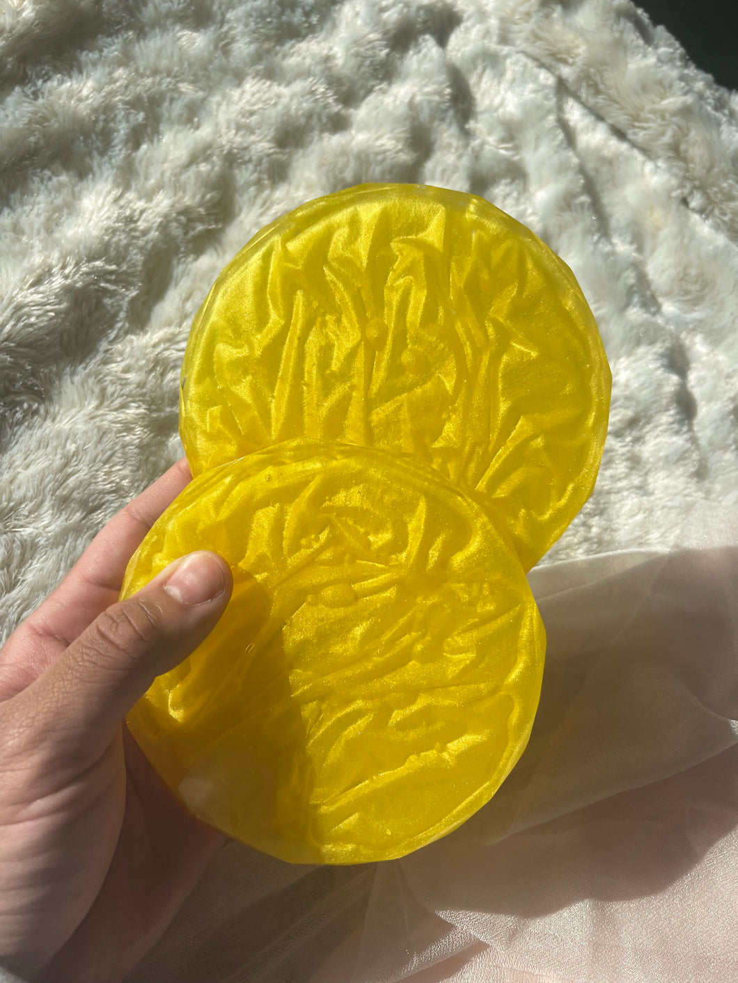 Sunshine Yellow Satin Coaster Set of 2