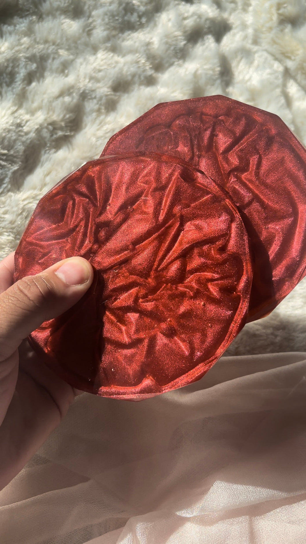 Ruby Red Satin Coaster Set of 2